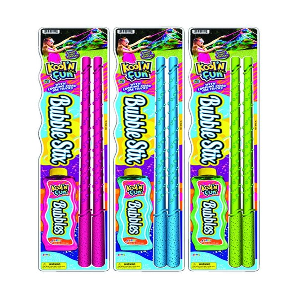 Ja-Ru Kool'N Fun Bubble Set with Wand Plastic Assorted 3 pc 1510